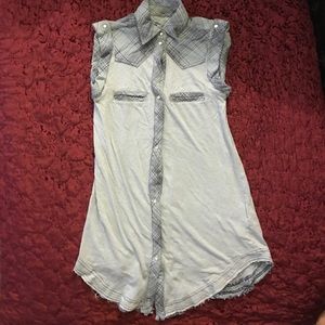 NWT Zara sleeveless chambray/knit dress